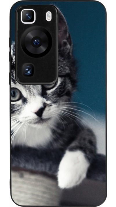 Coque Huawei P60 - Silicone rigide noir Meow 23