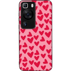 Coque Huawei P60 - Silicone rigide noir Mom 2024 petits coeurs