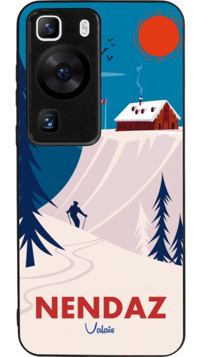Coque Huawei P60 - Silicone rigide noir Nendaz Cabane Ski