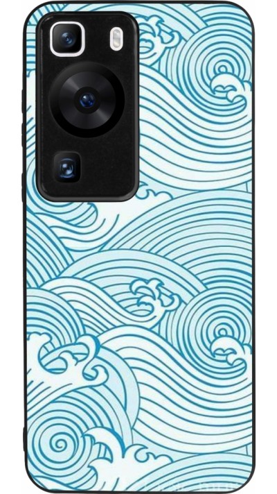 Coque Huawei P60 - Silicone rigide noir Ocean Waves