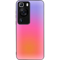 Coque Huawei P60 - Silicone rigide noir Orange Pink Blue Gradient
