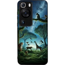 Coque Huawei P60 - Silicone rigide noir Paradis des animaux exotiques