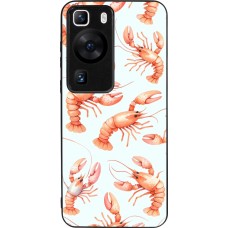 Coque Huawei P60 - Silicone rigide noir Pattern de homards pastels