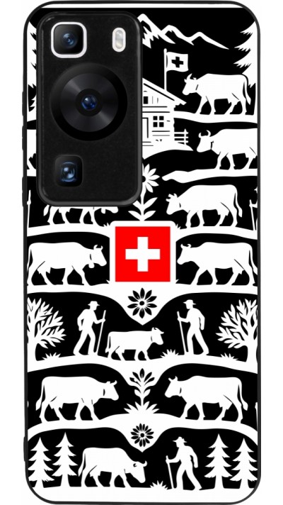Coque Huawei P60 - Silicone rigide noir Poya Suisse 3 noir