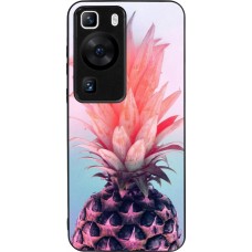 Coque Huawei P60 - Silicone rigide noir Purple Pink Pineapple