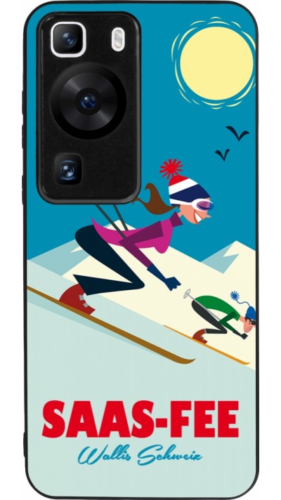Coque Huawei P60 - Silicone rigide noir Saas-Fee Ski Downhill