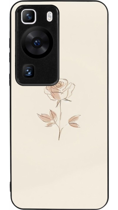 Coque Huawei P60 - Silicone rigide noir Sable Rose Minimaliste