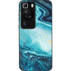 Coque Huawei P60 - Silicone rigide noir Sea Foam Blue