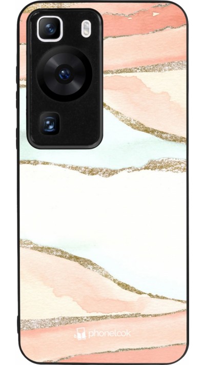 Coque Huawei P60 - Silicone rigide noir Shimmering Orange