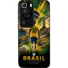 Coque Huawei P60 - Silicone rigide noir Football Brésil splash 2026