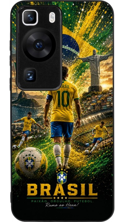Huawei P60 Case Hülle - Silikon schwarz Fussball Brasilien splash 2026
