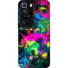 Coque Huawei P60 - Silicone rigide noir Splash paint