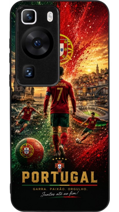 Huawei P60 Case Hülle - Silikon schwarz Fussball Portugal splash 2026