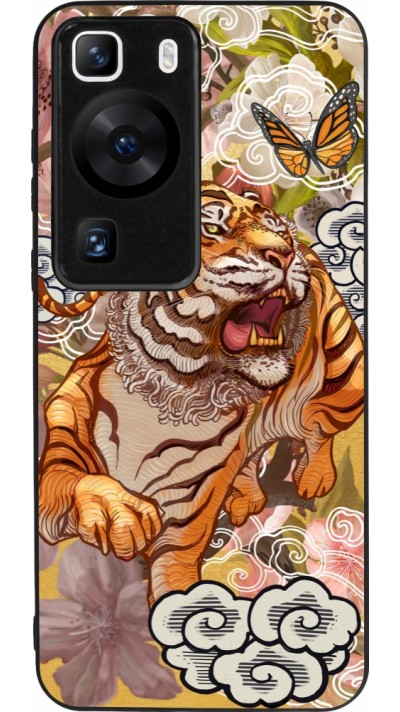 Huawei P60 Case Hülle - Silikon schwarz Spring 23 japanese tiger