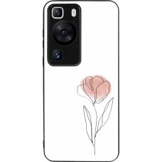 Huawei P60 Case Hülle - Silikon schwarz Spring 23 minimalist flower