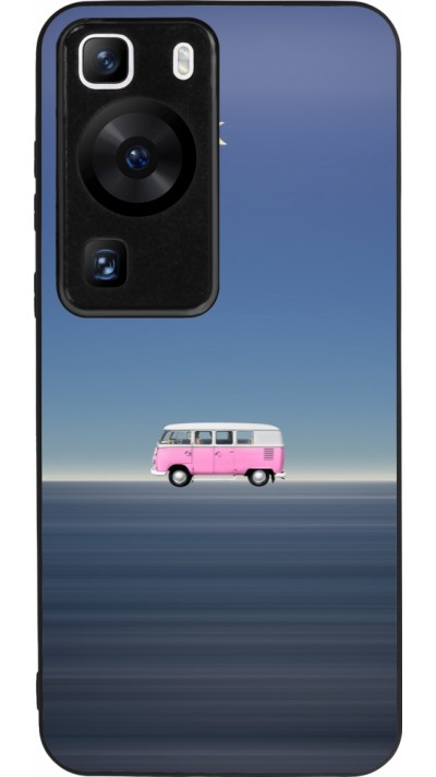 Huawei P60 Case Hülle - Silikon schwarz Spring 23 pink bus