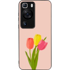 Huawei P60 Case Hülle - Silikon schwarz Spring 23 tulip trio