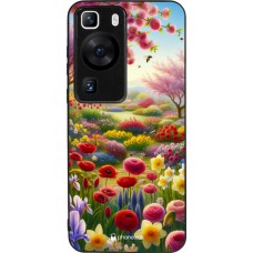 Coque Huawei P60 - Silicone rigide noir Spring 25 Bouquet printemps