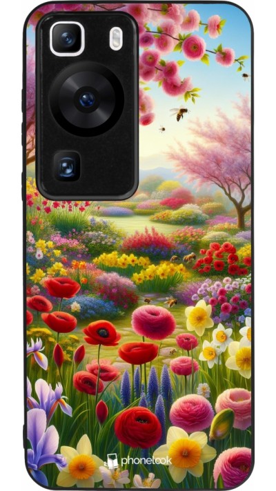 Coque Huawei P60 - Silicone rigide noir Spring 25 Bouquet printemps