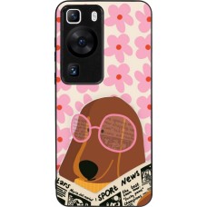 Huawei P60 Case Hülle - Silikon schwarz Dog with newspaper Spring 2026