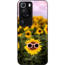 Huawei P60 Case Hülle - Silikon schwarz Sunflower with glasses Spring 2026