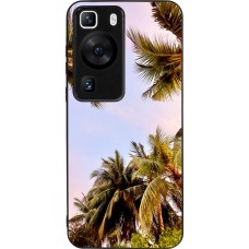 Coque Huawei P60 - Silicone rigide noir Summer 2023 palm tree vibe