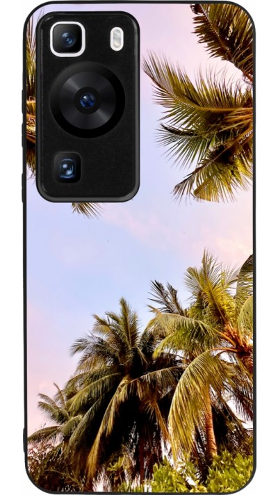 Huawei P60 Case Hülle - Silikon schwarz Summer 2023 palm tree vibe