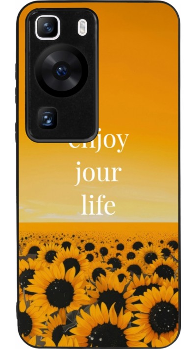 Huawei P60 Case Hülle - Silikon schwarz Summer 2025 Enjoy your life