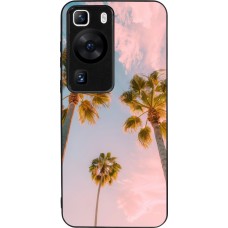 Coque Huawei P60 - Silicone rigide noir Summer 2025 Palmiers
