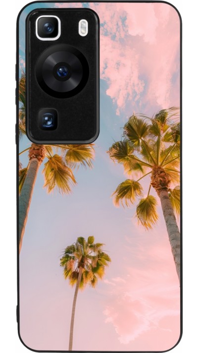 Huawei P60 Case Hülle - Silikon schwarz Summer 2025 Palmiers