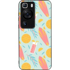 Coque Huawei P60 - Silicone rigide noir Summer 2025 Pattern citron