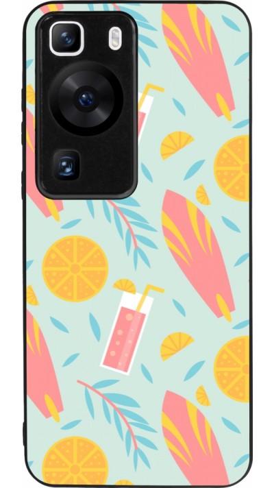 Huawei P60 Case Hülle - Silikon schwarz Summer 2025 Pattern citron