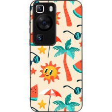 Coque Huawei P60 - Silicone rigide noir Summer 2025 Pattern soleil