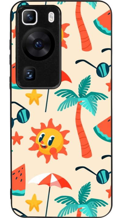Huawei P60 Case Hülle - Silikon schwarz Summer 2025 Pattern soleil