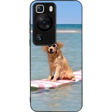 Huawei P60 Case Hülle - Silikon schwarz Summer Dog on Paddle