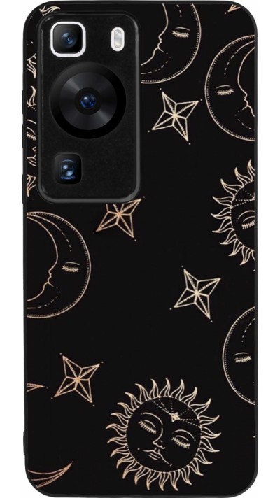 Huawei P60 Case Hülle - Silikon schwarz Suns and Moons