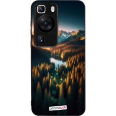 Coque Huawei P60 - Silicone rigide noir Sunset Forest Lake
