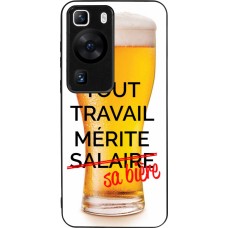 Coque Huawei P60 - Silicone rigide noir Tout travail mérite sa bière