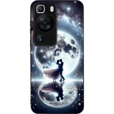 Coque Huawei P60 - Silicone rigide noir Valentine 2024 Love under the moon
