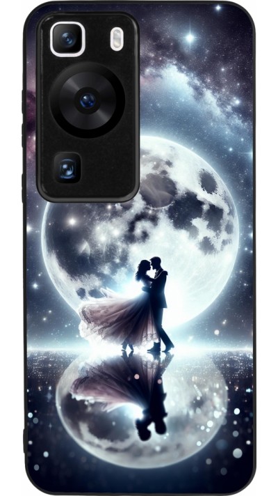 Coque Huawei P60 - Silicone rigide noir Valentine 2024 Love under the moon