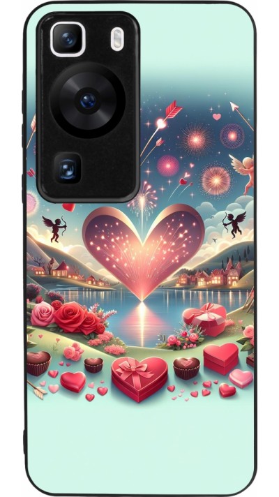 Coque Huawei P60 - Silicone rigide noir Valentine 2025 Chic
