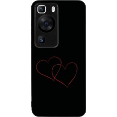 Coque Huawei P60 - Silicone rigide noir Valentine 2023 attached heart