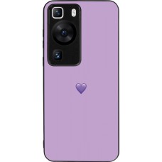Coque Huawei P60 - Silicone rigide noir Valentine 2023 purpule single heart