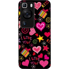 Coque Huawei P60 - Silicone rigide noir Valentine 2023 love symbols