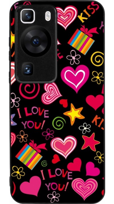 Coque Huawei P60 - Silicone rigide noir Valentine 2023 love symbols