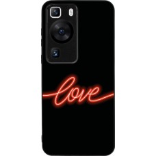Coque Huawei P60 - Silicone rigide noir Valentine 2023 neon love