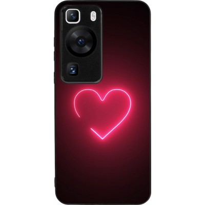 Huawei P60 Case Hülle - Silikon schwarz Valentine 2023 single neon heart