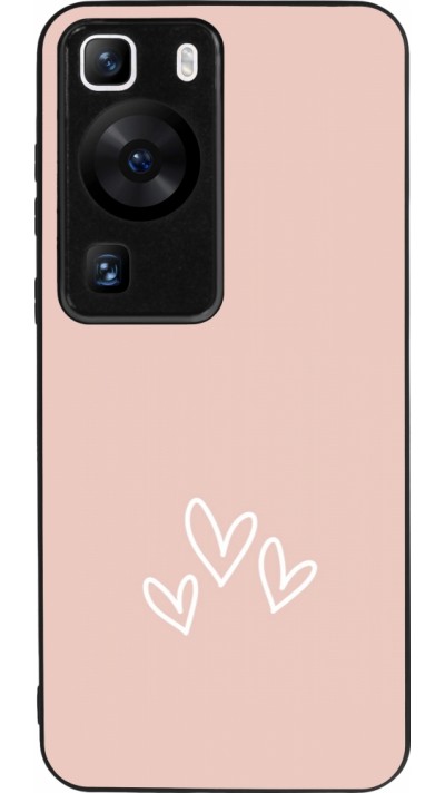 Coque Huawei P60 - Silicone rigide noir Valentine 2023 three minimalist hearts