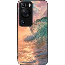 Huawei P60 Case Hülle - Silikon schwarz Wave Sunset
