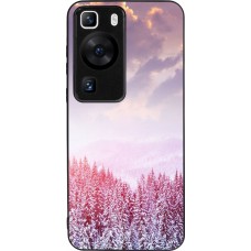 Huawei P60 Case Hülle - Silikon schwarz Winter 22 Pink Forest